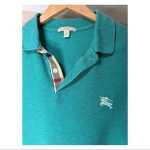 Burberry Brit Collar Short Sleeve Polo Shirt in Cyan Turquoise